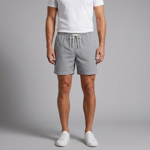 Men's Shorts | Striped Drawstring Black front view