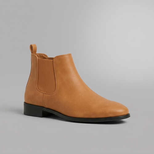 Boots For Men | Classic Chelsea Slip-On Leather Brown three-quarter front view