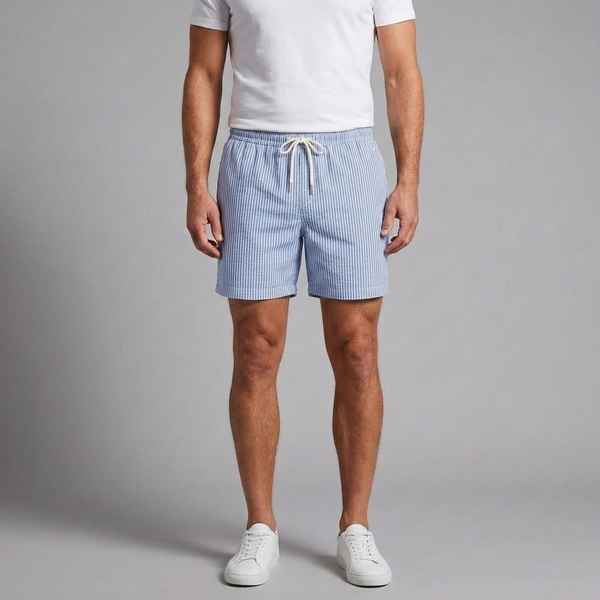 Men's Shorts | Striped Drawstring Blue front view