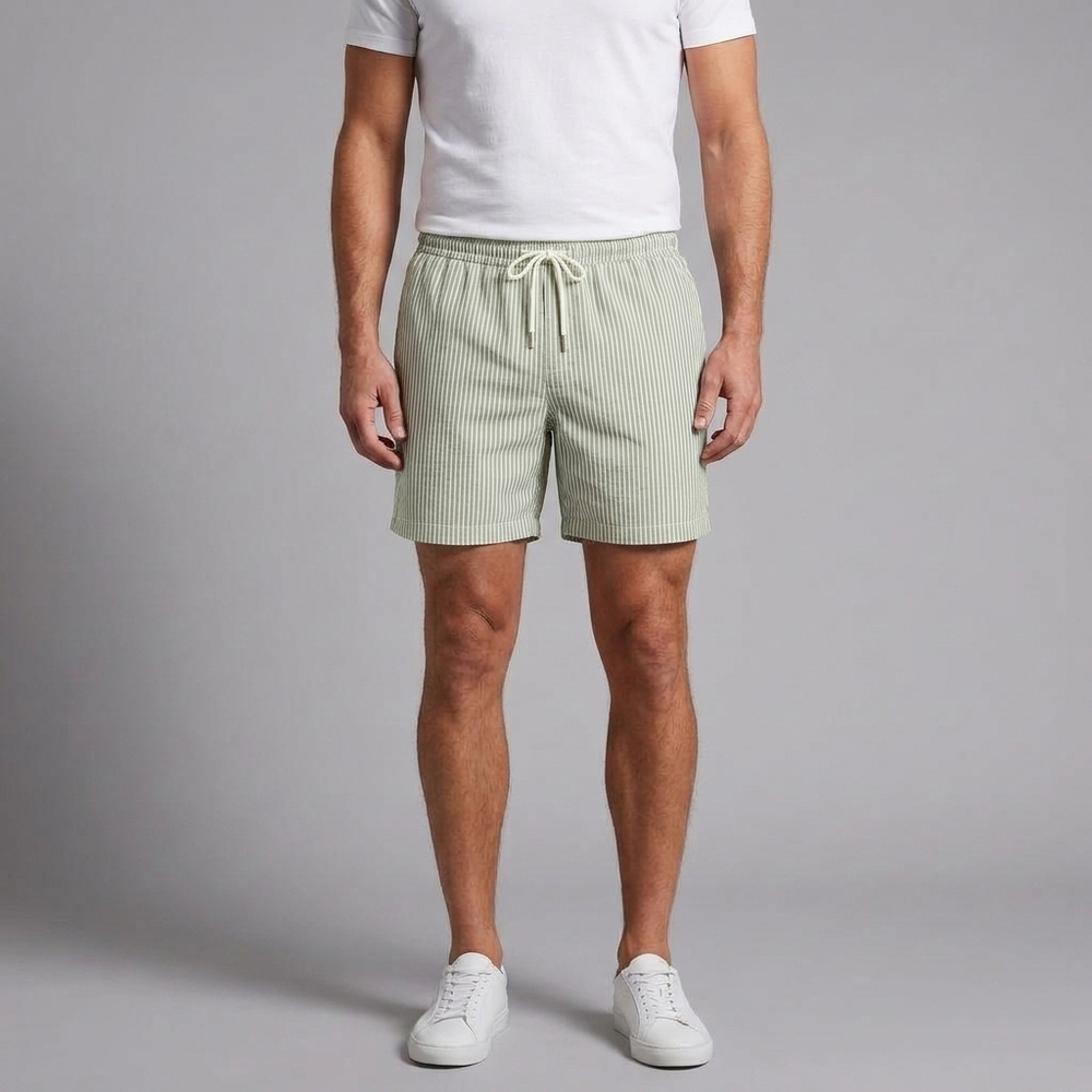 Men's Shorts | Striped Drawstring Black front view