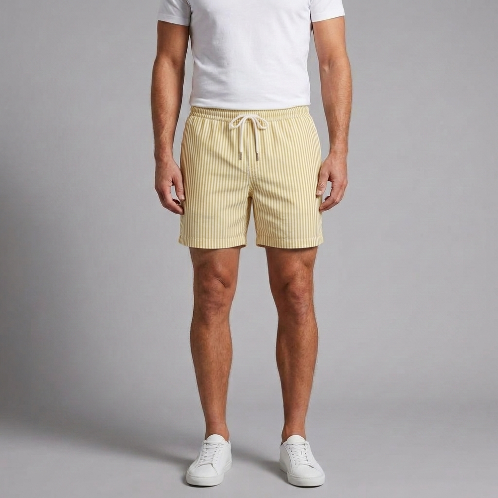 Men's Shorts | Striped Drawstring Black front view