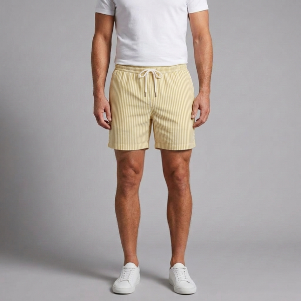 Men's Shorts | Striped Drawstring Yellow front view