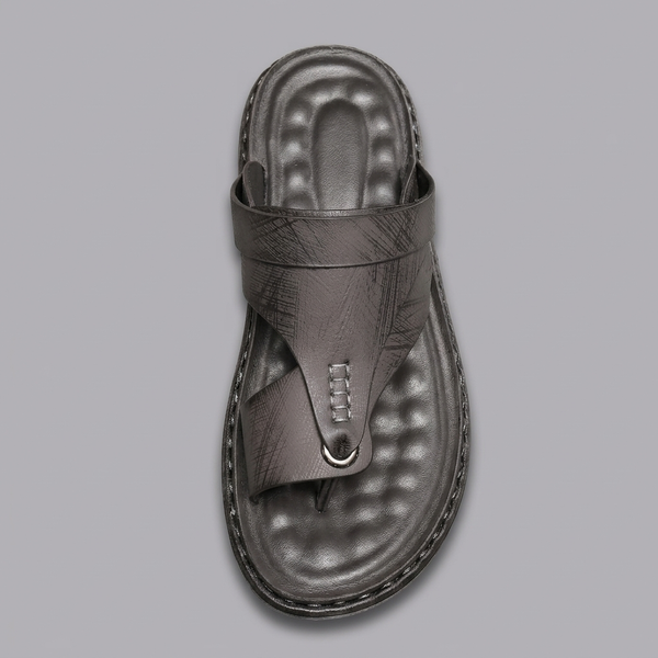 Sandals For Men | Thong Toe Buckle Slingback Grey three-quarter front view