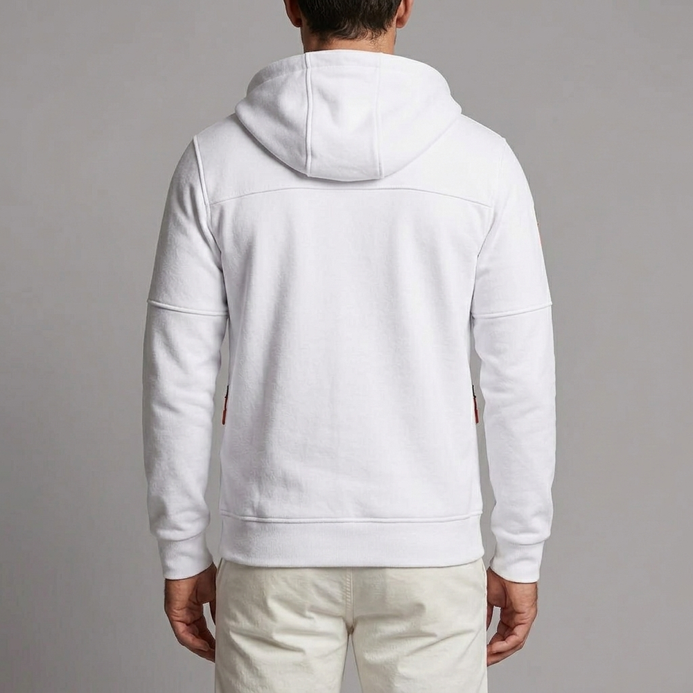 Men's Hoodie | Zip-Up Knit Fleece White front view