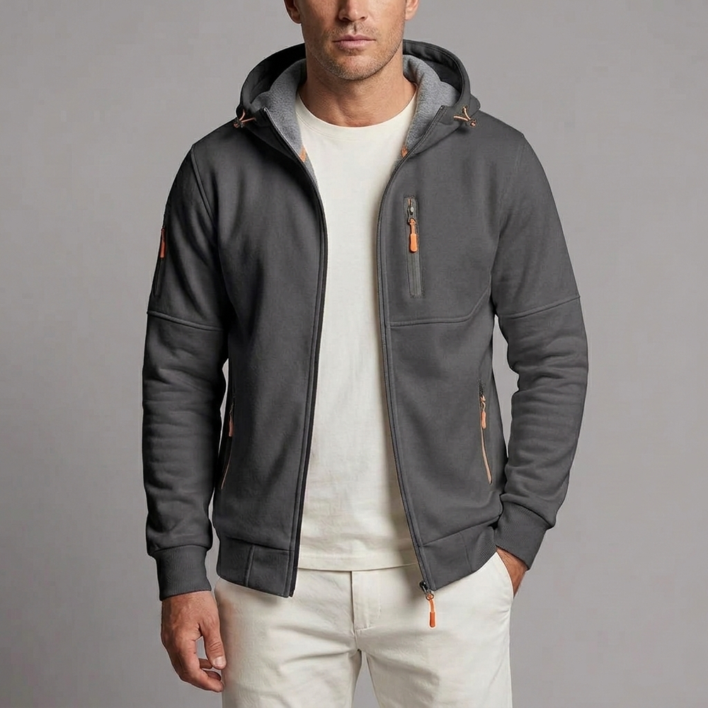 Men's Hoodie | Zip-Up Knit Fleece White front view