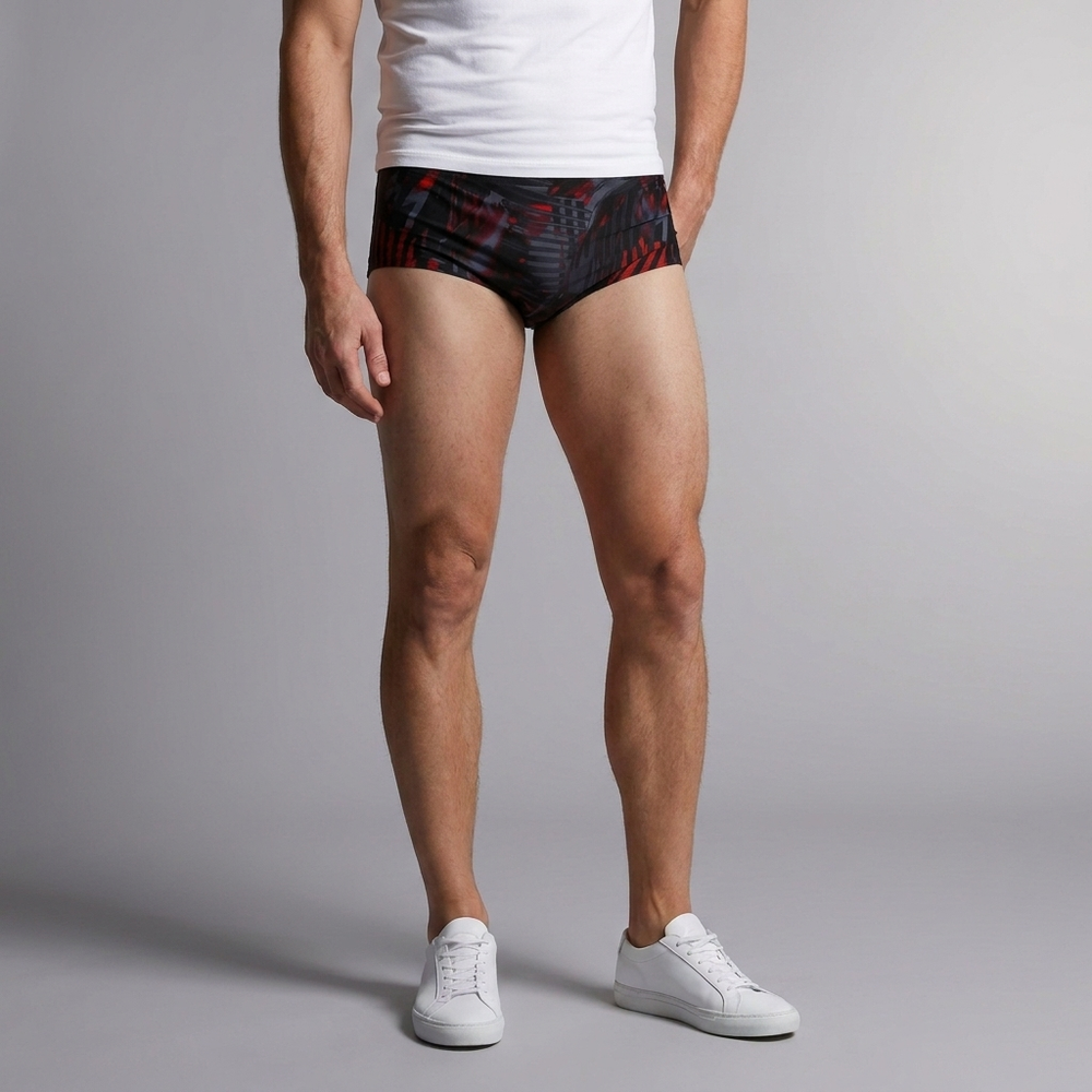Men's Swimming Shorts | Square Leg Grey front view