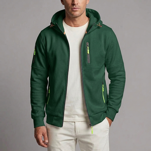 Men's Hoodie | Zip-Up Knit Fleece Green front view