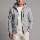 Men's Hoodie | Zip-Up Knit Fleece Light Grey front view