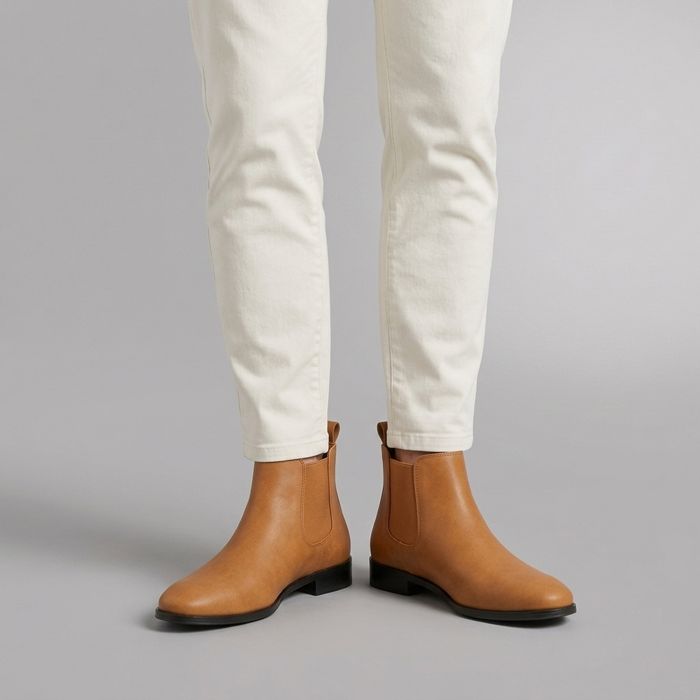 Boots For Men | Classic Chelsea Slip-On Leather Brown three-quarter front view