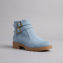 Boots For Women | Double Buckle Ankle Flat Blue three-quarter front view
