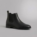 Boots For Men | Classic Chelsea Slip-On Leather Black three-quarter front view