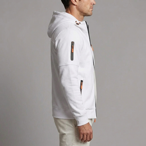 Men's Hoodie | Zip-Up Knit Fleece White side view