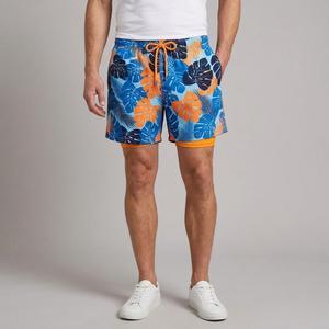 Men's Beach Shorts | Cargo Quick Dry Blue Jungle front view