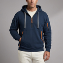 Men's Hoodie | Quarter-Zip Utility Pockets Long Sleeve Dark Blue front view