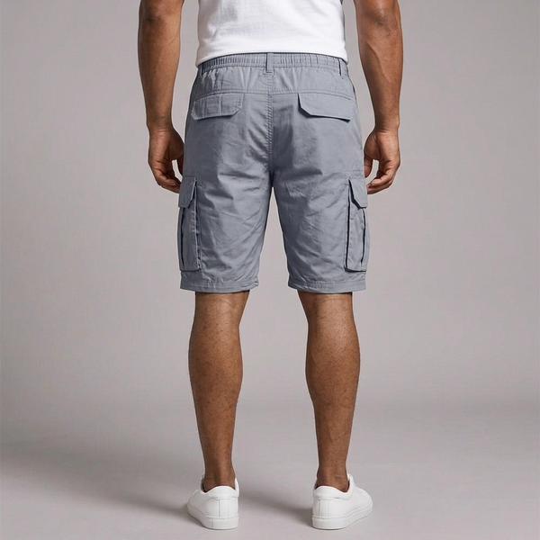Men's Cargo Shorts | Cotton Blend Grey back view