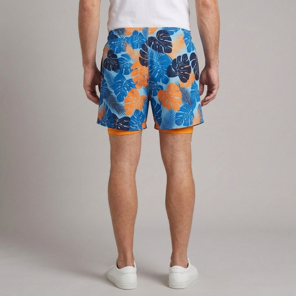 Men's Beach Shorts | Cargo Quick Dry Blue Jungle front view