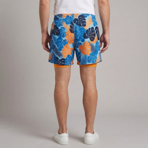Men's Beach Shorts | Cargo Quick Dry Blue Jungle back view