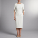 Women's Midi Dress | Split Sleeve Pearl Detail White front view