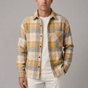 Men's Button Shirt | Plaid Overshirt Soft Warm Yellow front view