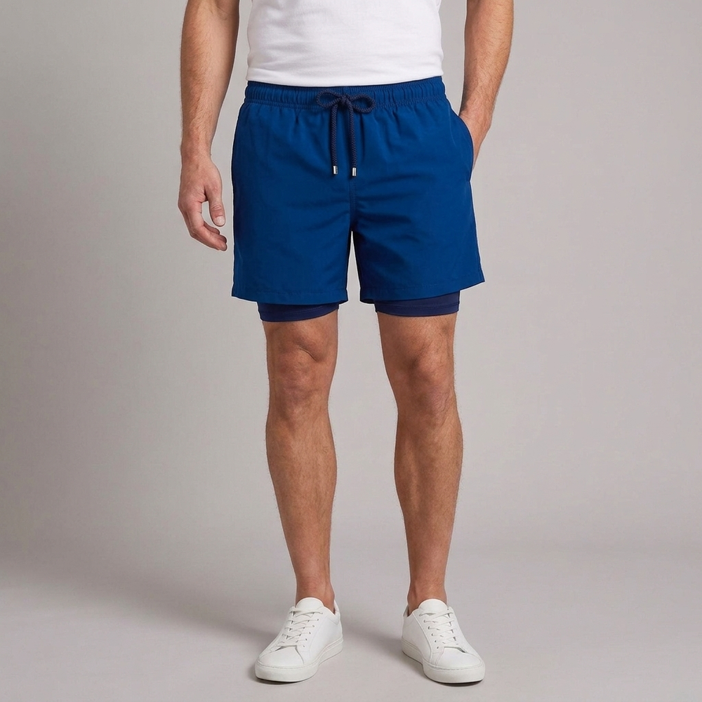 Men's Beach Shorts | Cargo Quick Dry Blue Jungle front view