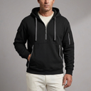 Men's Hoodie | Quarter-Zip Utility Pockets Long Sleeve Black front view