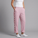 Women's Trousers | Cropped Button Detail Striped Pink front view