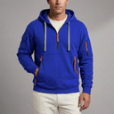 Men's Hoodie | Quarter-Zip Utility Pockets Long Sleeve Blue front view