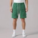 Men's Cargo Shorts | Zip Pockets Drawstring Waist Green front view