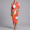 Women's Slip Dress | Midi Wrap Long Sleeve Multicolour front view
