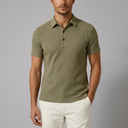 Men's Polo Shirt | Textured Knit Classic Fit khaki Beige front view