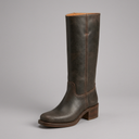 Boots For Women | Knee-High Block Heel Leather Dark Brown three-quarter front view