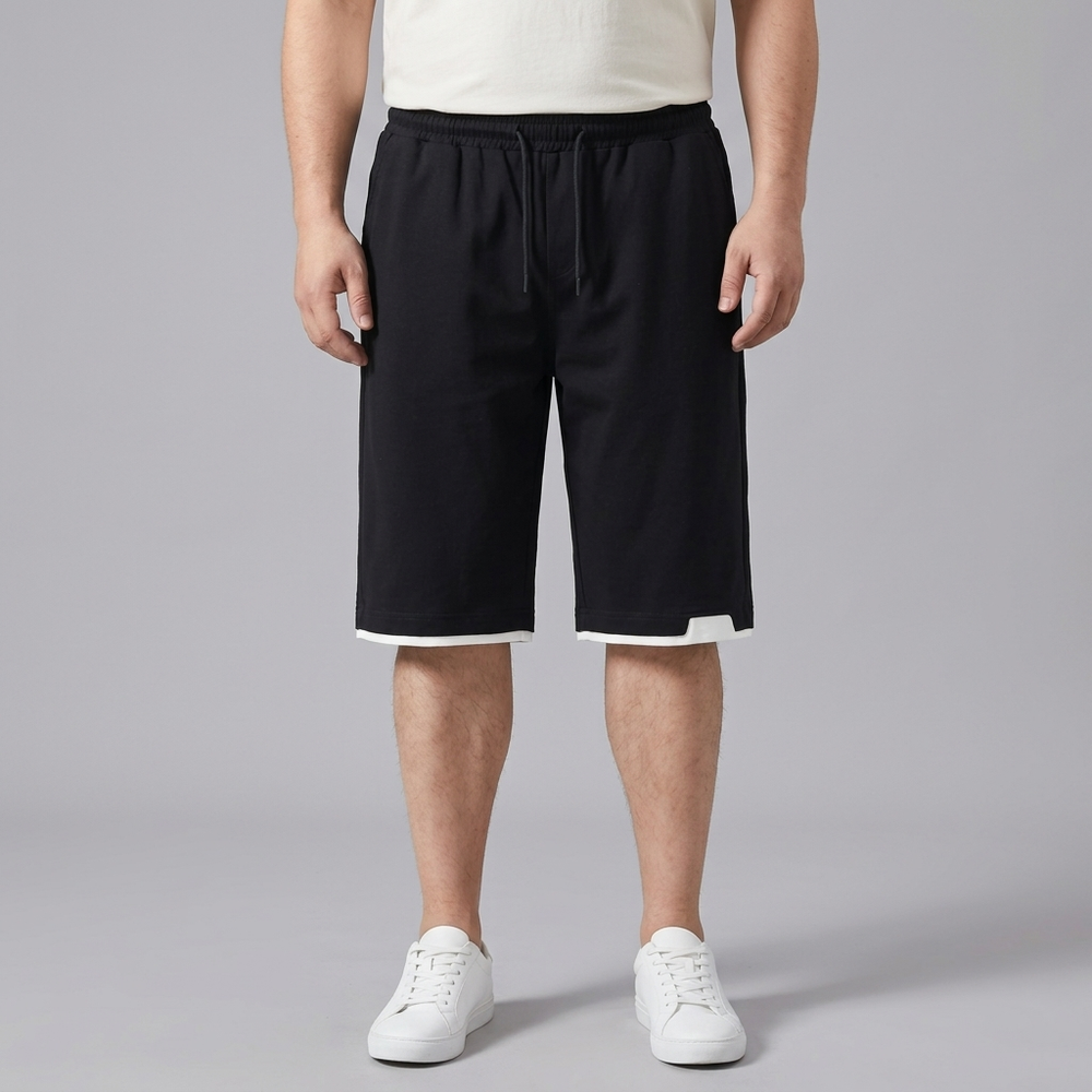 Men's Cargo Shorts | Drawstring Elasticated Waist Black front view