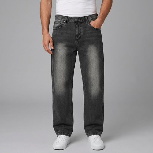 Men's Black Jeans | Straight Leg Vintage Wash Black front view