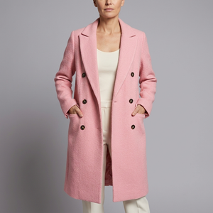 Women's Waterproof Jacket | Double Breasted Long Sleeve Pink front view