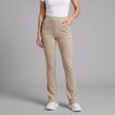 Women's Pants | High Waist Flared Ribbed Knit Beige front view