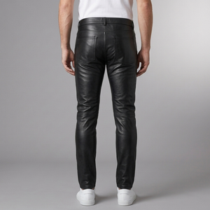 Men's Pants | Faux Leather Tapered Black back view