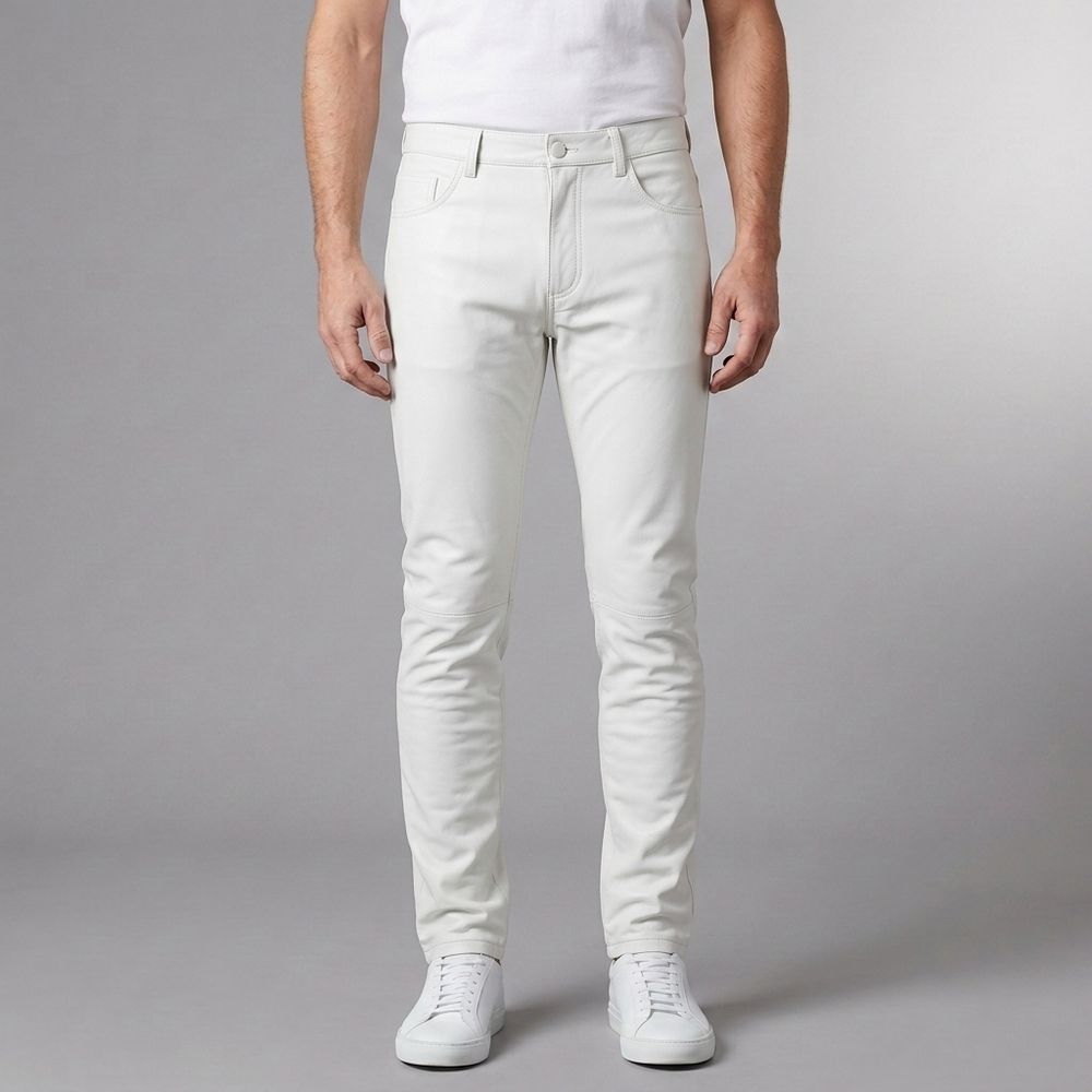 Men's Pants | Faux Leather Tapered Black front view