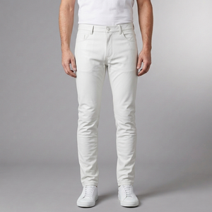Men's Pants | Faux Leather Tapered White front view