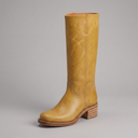 Boots For Women | Knee-High Block Heel Leather Yellow three-quarter front view