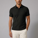 Men's Polo Shirt | Textured Knit Classic Fit Black front view