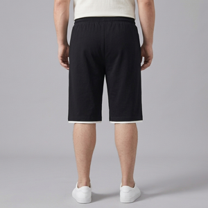 Men's Cargo Shorts | Drawstring Elasticated Waist Black back view
