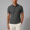 Men's Polo Shirt | Textured Knit Classic Fit Grey front view