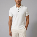 Men's Polo Shirt | Textured Knit Classic Fit White front view