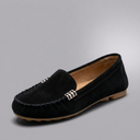 Women's Moccasins | Slip-On Stitched Comfort Black three-quarter front view