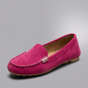 Women's Moccasins | Slip-On Stitched Comfort Pink three-quarter front view