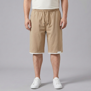 Men's Cargo Shorts | Drawstring Elasticated Waist Khaki front view
