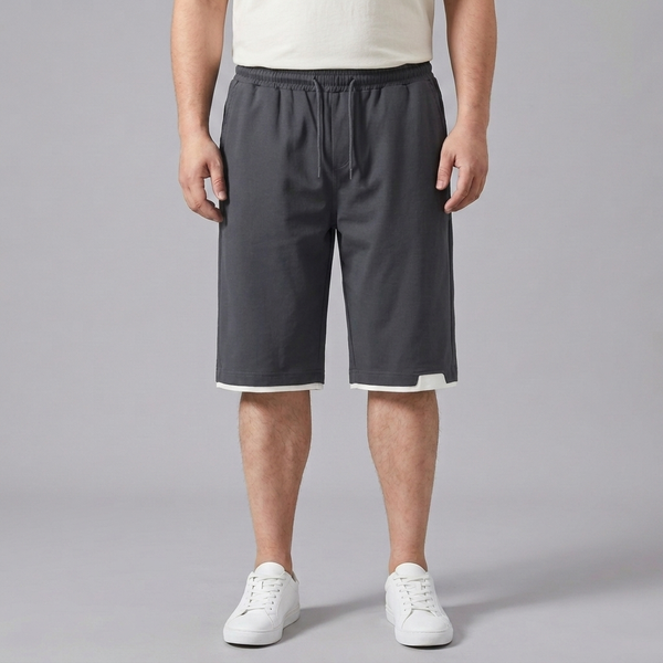 Men's Cargo Shorts | Drawstring Elasticated Waist Dark Grey front view