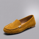 Women's Moccasins | Slip-On Stitched Comfort Yellow three-quarter front view