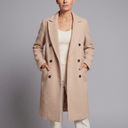 Women's Waterproof Jacket | Double Breasted Long Sleeve Beige front view