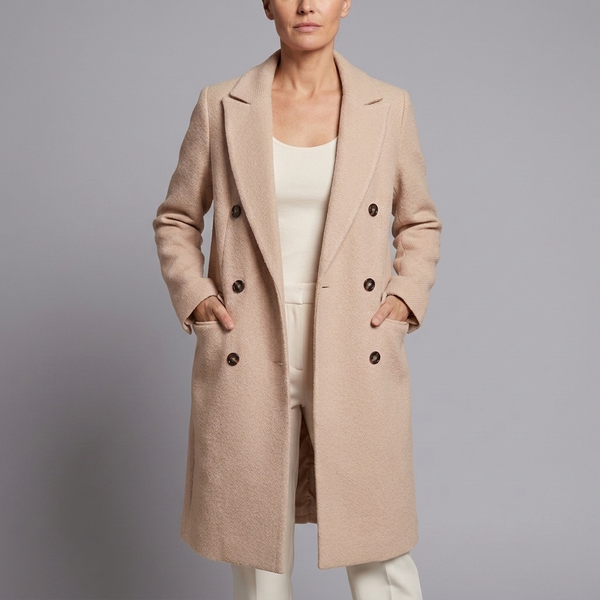 Women's Waterproof Jacket | Double Breasted Long Sleeve Beige front view